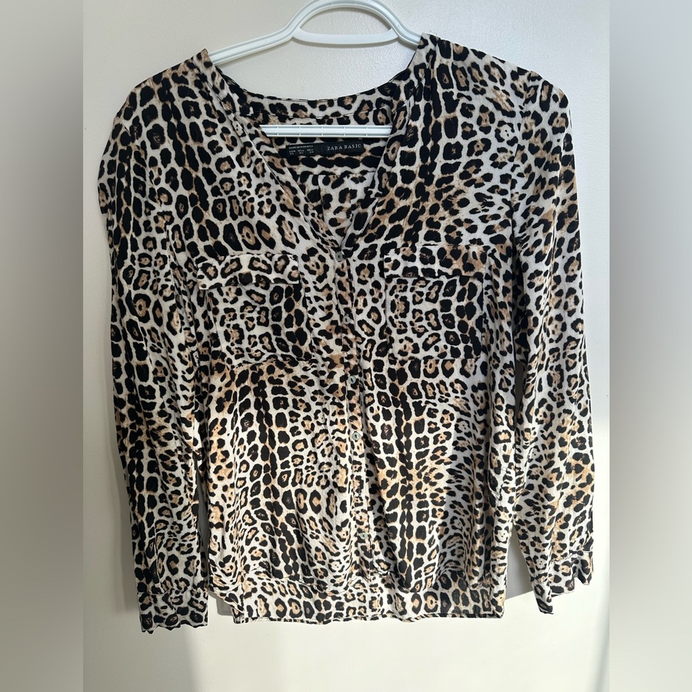 Zara button down leopard top - Picture 3 of 4